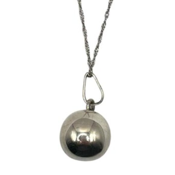 Mexican Sterling Silver Harmony Ball Necklace Jingle Bell Chime Pendant - Picture 2 of 4